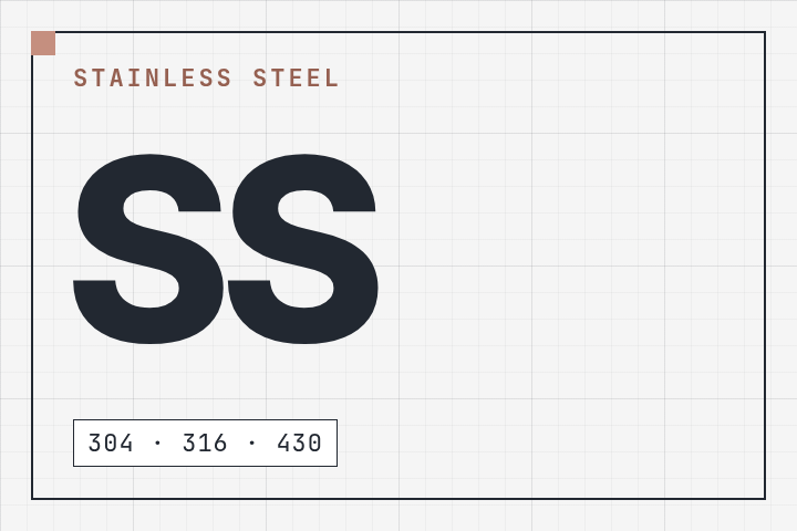 Stainless steel: 304 · 316 · 430